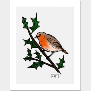 European Robin Doodle Posters and Art